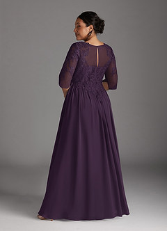 Azazie Mirielle Mother of the Bride Dresses Plum A-Line Scoop Lace Chiffon Dress image8