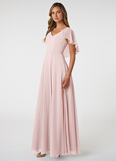 Azazie Jamie Final Sale Blushing Pink A-Line Chiffon Dress image3