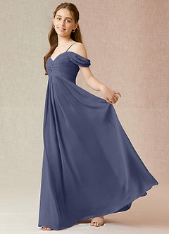 Azazie Kaitlynn Junior Stormy A-Line Off the Shoulder Chiffon Dress image3