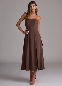 Azazie Wren Bridesmaid Dresses Ganache A-Line Strapless Chiffon Dress image4