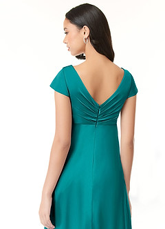 Azazie Allessia Maternity Bridesmaid Dresses A-Line Pleated Stretch Satin Floor-Length Dress image7