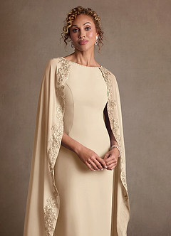 Azazie Artemisia Mère de la mariée Robes Robe Fourreau en Mousseline de soie Dentelle Champagne image6