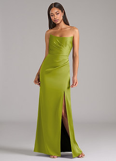Azazie Marla Robes de demoiselle d'honneur Robe Fourreau Convertible en Satin extensible Bustier Citronnelle image4