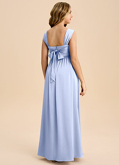 Azazie Hattie Junior Ice A-Line Pleated Stretch Satin Dress image7