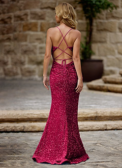 Luxey Burgunderrot Ballkleid aus Samt mit Pailletten image2