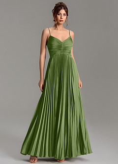 Azazie Blake Bridesmaid Dresses Juniper A-Line Pleated Stretch Satin Dress image4