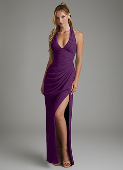 Azazie Tina Bridesmaid Dresses Grape Mermaid Corset Chiffon Dress image4