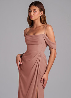 Azazie Johana Jurken voor bruidsmeisjes Converteerbaar Jurk van Chiffon met Zeemeermin Off the Shoulder Ceder Roos image5