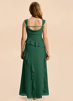 Azazie Sloane Junior A-Linie Herzausschnitt Chiffon Kleid Dunkelgrün image2
