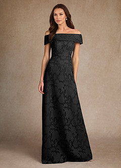 Azazie Medford vestidos de madre de la novia Vestido de Negro de Devorado Floral de Corte En A con Vestidos sin tirantes image4