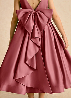 Azazie Cailee Flower Girl Dresses Antique Rose Ball-Gown Pleated Matte Satin Dress image7