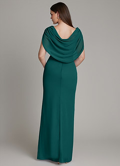 Azazie Hadley Brautjungfernkleider Meerjungfrau-Linie Plissee Chiffon Kleid Pfau image2