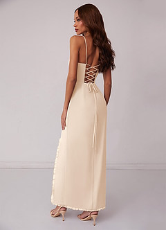 Barbie ♥ Azazie Bridesmaid Dresses White Alabaster Sheath Corset Chiffon Dress image3