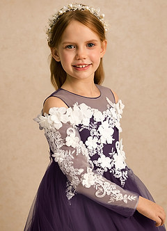 Azazie Lilah Flower Girl Klänningar Klänning A-linje i Tyll Spets image6