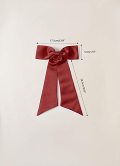 front Matching Color Satin Bow Hair Clip Set 2Pc