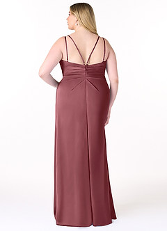 Azazie Aqua Brautjungfernkleider A-Linie V-Hals Gefaltet Stretch-Satin Kleid Wüstenrose image9