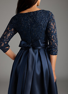 Azazie Delphi Mère de la mariée Robes Robe Trapèze en Dentelle Paillettes Bleu Marine Foncé image4