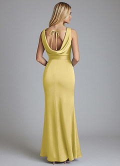 Azazie Tallie Bridesmaid Dresses Canary Mermaid Pleated Stretch Satin Dress image6