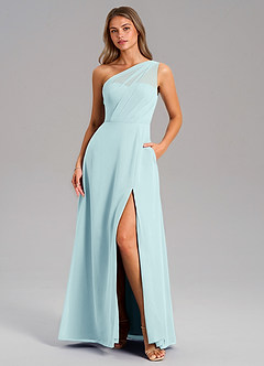 Azazie Phaedra Brautjungfernkleider A-Linie One-Shoulder Chiffon Kleid Seegrün image1
