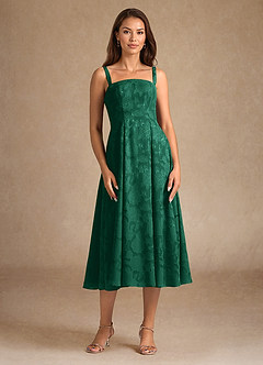 Azazie Lorain Mother of the Bride Dresses Emerald A-Line Pleated Floral Burnout Dress image9