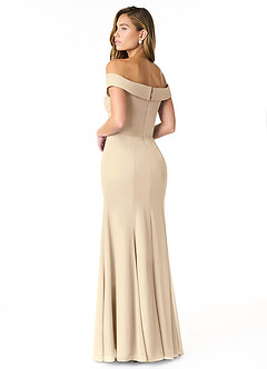 Azazie Lecia Brautjungfernkleider Wandelbar Empire Schulterfrei, plissiert Chiffon Kleid Champagner image4
