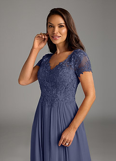 Azazie Dunja Mother of the Bride Dresses Stormy A-Line V-Neck Lace Chiffon Dress image6