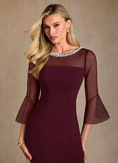 Azazie Bellevie Suknie dla Matki Panny Młodej Osłona Zroszony Rozciągliwy Krep Długość podłogi Sukienka image6