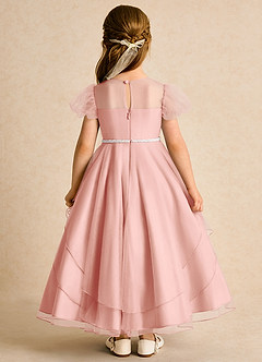 Azazie Duckie Blumenmädchenkleider Ballkleid Plissee Tüll Kleid Rosettenrosa image5