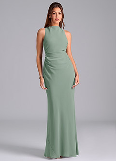 Azazie Evadne Suknie dla druhen Osłona Pofałdowany Szyfon Do ziemi Sukienka image3