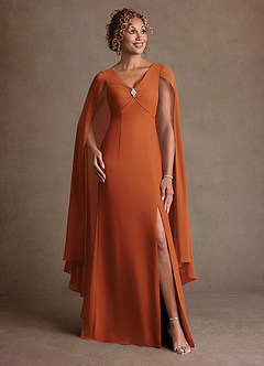 Azazie Boudica Mother of the Bride Dresses Cinnamon A-Line Pleated Chiffon Dress image3