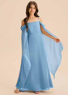 Azazie Moana Junior Linia A Pofałdowany Szyfon Długość podłogi Młodsza druhna Sukienka image6