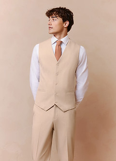 front Savile Tan Wool Blend Suit Vest