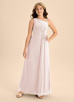 Azazie Brooke Junior Rose Petal A-Line Side Slit Chiffon Dress image4