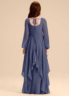 Azazie Clara Junior Abito A-Line in Chiffon Blusa Stormy image2