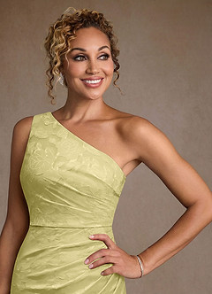 Azazie Joylin Mother of the Bride Dresses Lemon Sorbet Trumpet One Shoulder Floral Burnout Dress image5