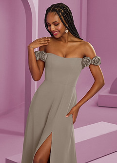 Barbie ♥ Azazie Vestidos de damas de honor Vestido de Gris Pardo de Gasa de Corte en A Convertible con Vestidos sin tirantes image4
