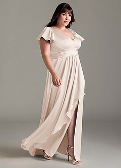 Azazie Omari Bridesmaid Dresses White Alabaster A-Line Stretch Satin Dress image11