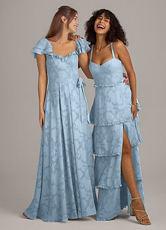 Azazie Aricella Bridesmaid Dresses Sky Blue A-Line Corset Floral Burnout Dress image2