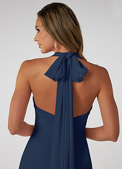 Azazie Fifi Brautjungfernkleider Wandelbar A-Linie Schulterfrei Chiffon Kleid Dunkelmarine image4
