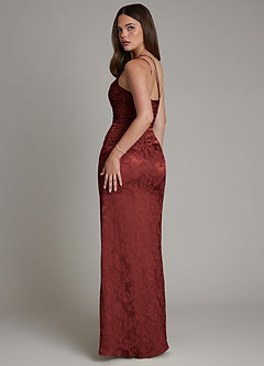 Azazie Mishka Vestidos de damas de honor Vestido de Jacquard Color óxido de Jacquard Floral de Corte Recto con Hombro unilateral image7