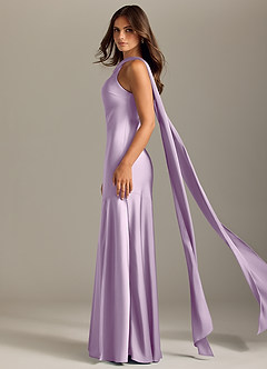 Azazie Kinsley Bridesmaid Dresses Frosted Lilac Mermaid Side Slit Stretch Satin Dress image4