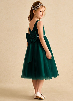 Azazie Firefly vestidos de niña de las flores Vestido de Pino de Satin Mate de Corte En A con Lazo image3