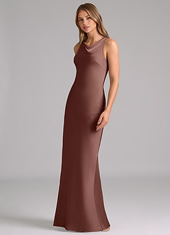 Azazie Allettie Bridesmaid Dresses Espresso Mermaid Stretch Satin Dress image4