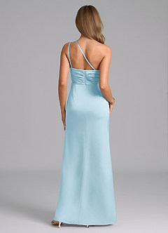 Azazie Eren Brautjungfernkleider Meerjungfrau-Linie One-Shoulder Stretch-Satin Kleid Himmelblau image3
