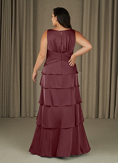 Azazie Viola vestidos de madre de la novia Vestido de Sangrado de Satén Elástico de Corte En A con Plisado image7