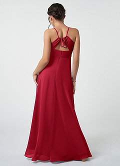 Azazie Avelina Junior Scarlet A-Line Pleated Chiffon Dress image3