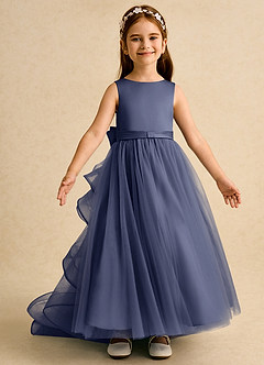 Azazie Lior Flower Girl Dresses Stormy Ball-Gown Pleated Tulle Dress image6