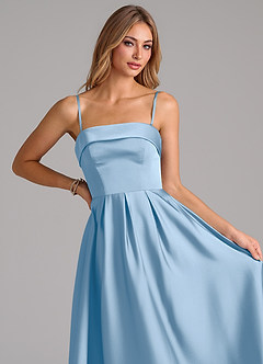 Azazie Lucienne Bridesmaid Dresses Powder Blue A-Line Strapless Stretch Satin Convertible Dress image2