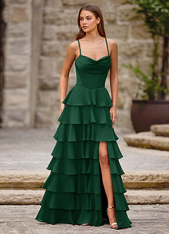Rhythm Emerald Green Ruffled A-line Prom Dress image4