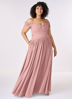 Barbie ♥ Azazie Bridesmaid Dresses Dusty Rose A-Line Off the Shoulder Chiffon Convertible Dress image7